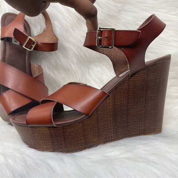 Steve Madden Brown Petrina Wedge Sandal Size 9.5 - Picture 4 of 12
